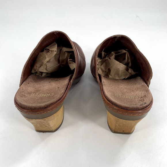 Camper Mules Clogs Slip On Womens Size EU 37/US 6 Brown Leather Wooden Heel - Picture 11 of 11